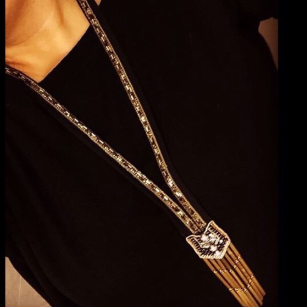 Stella & Dot | Gorgeously Exotic Black+Gold Handbeaded Nile Necklace - Picture 8 of 9